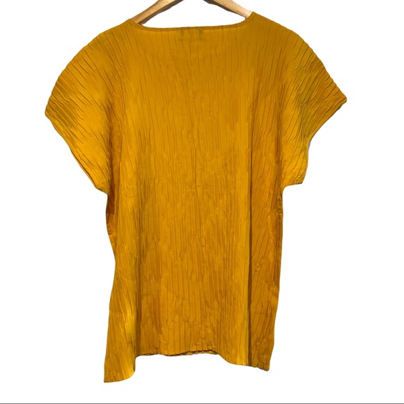 Vintage 90s Plus Size Textured Golden Yellow Mustard Dolman Top Size 18 - Picture 6 of 10
